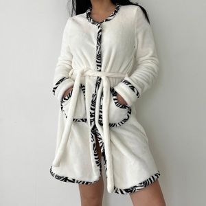 TWINSET White Zebra Trim Dressing Gown - XS